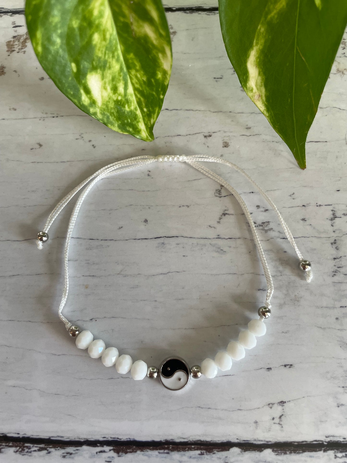 Macrame White Bracelet ~ YING YANG