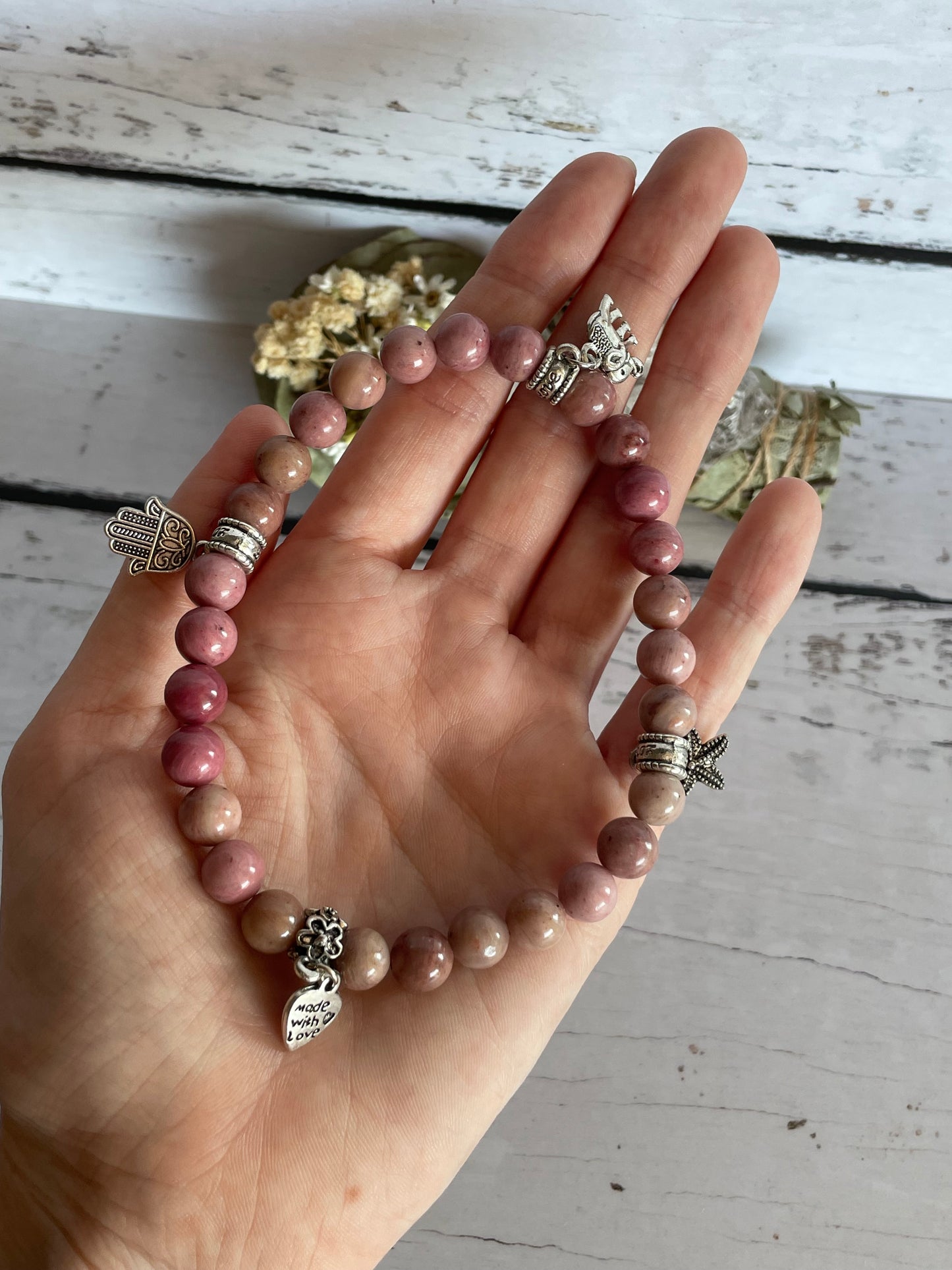 Rhodochrosite Healing Anklet ~ Native Rose ©️