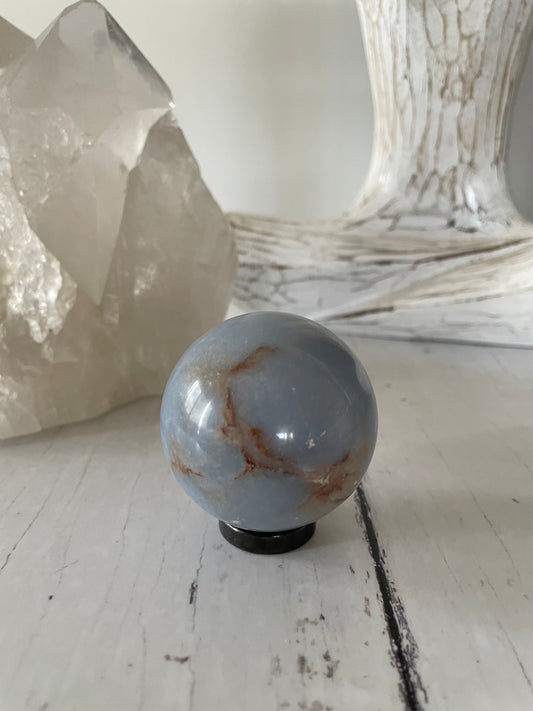 Angelite Sphere Includes Wooden Holder