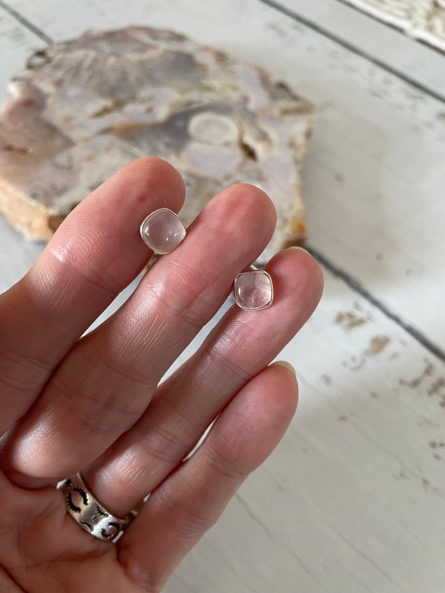 Rose Quartz Studs