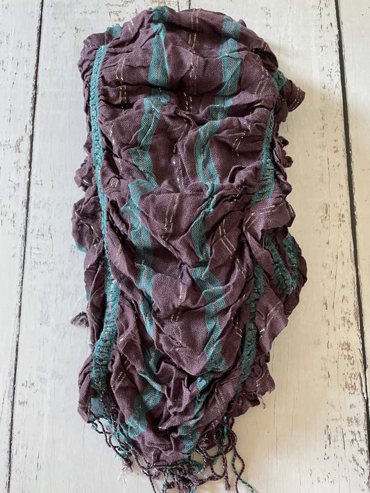 Spring Ruffle Scarf ~ grape/aqua