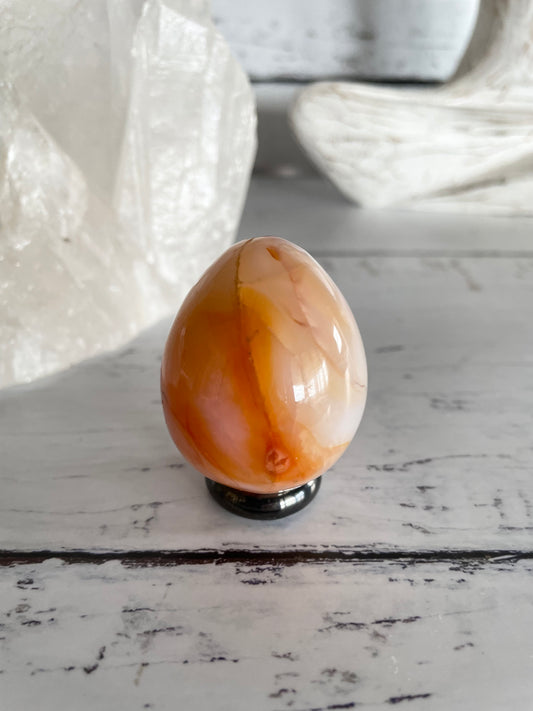 Carnelian Egg Includes Hematite Ring