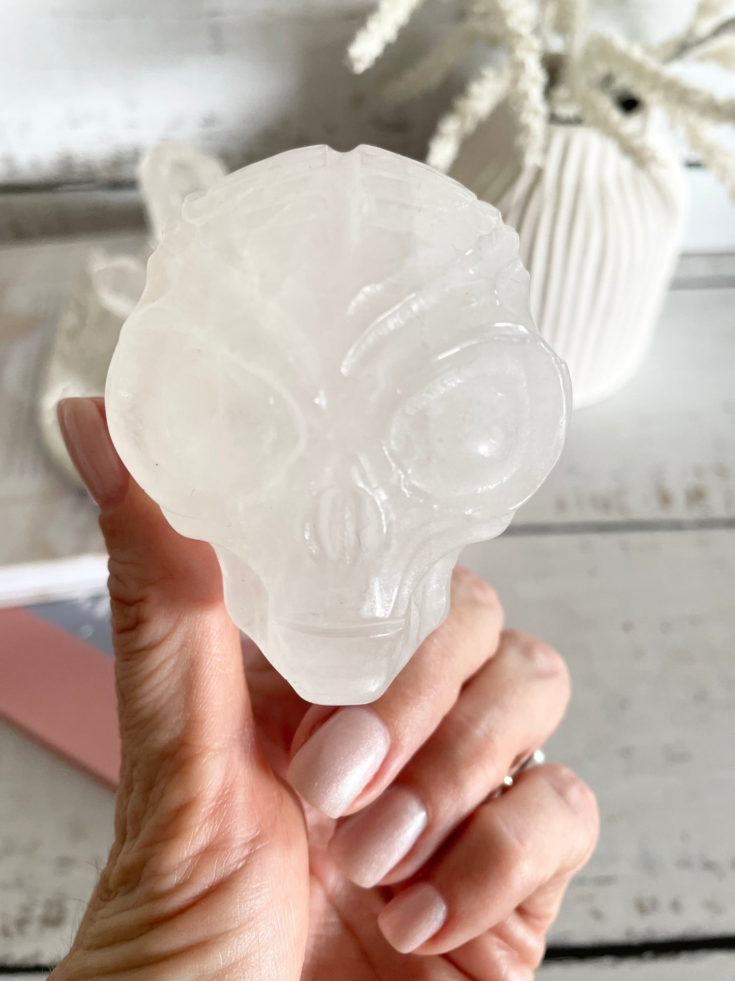 Clear Quartz Alien Skull