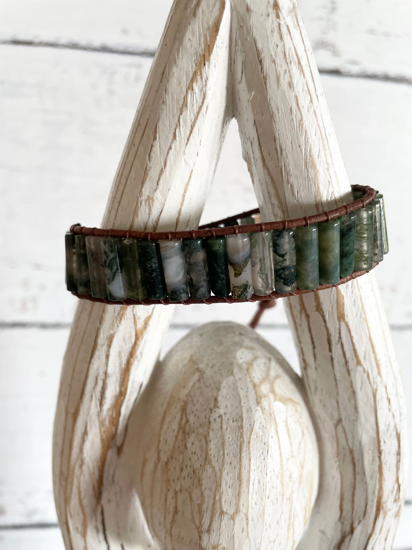 Adjustable Bracelet ~ Moss Agate