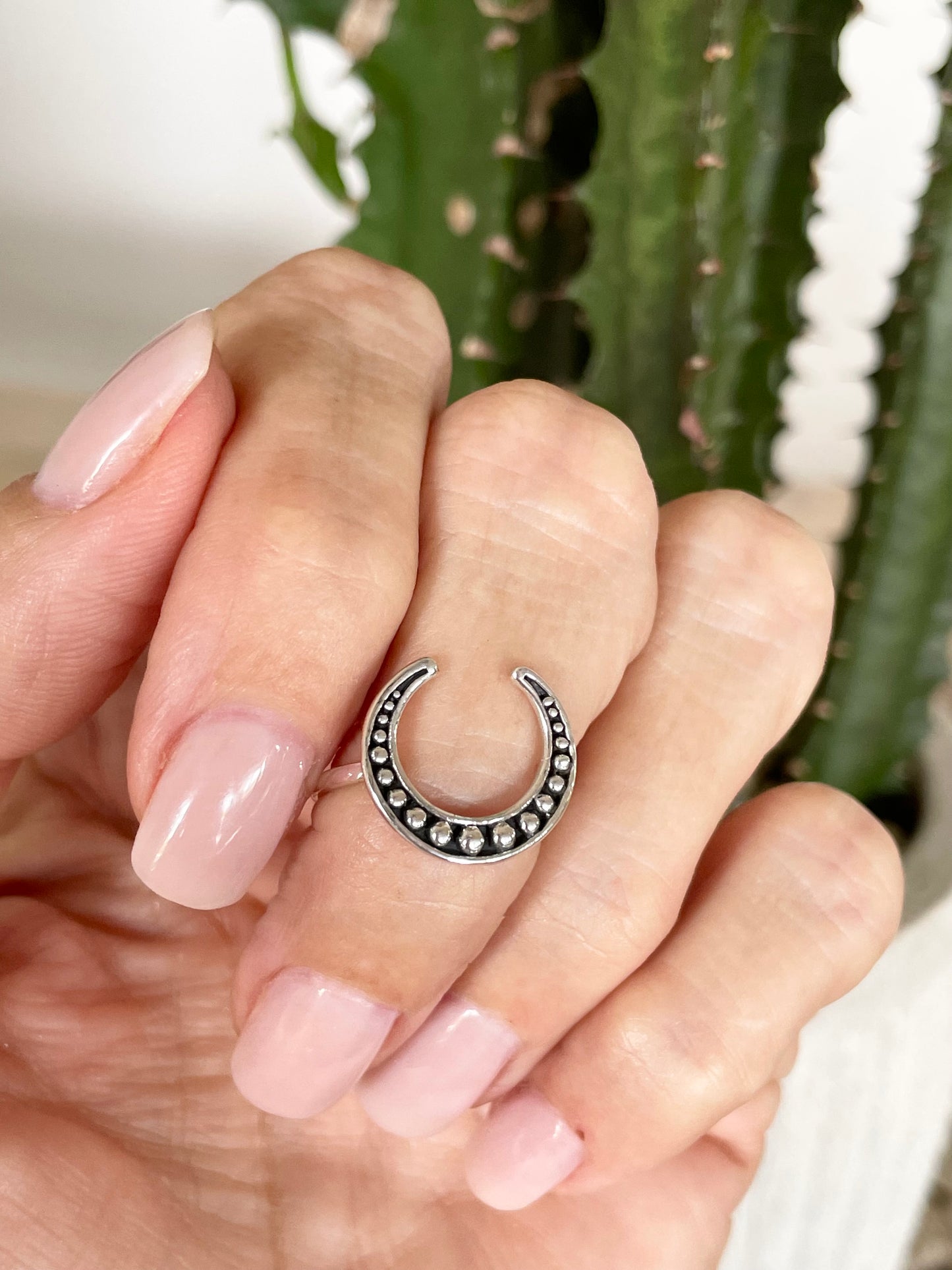 Crescent Moon Studded Ring - sizes 6.7.8.9