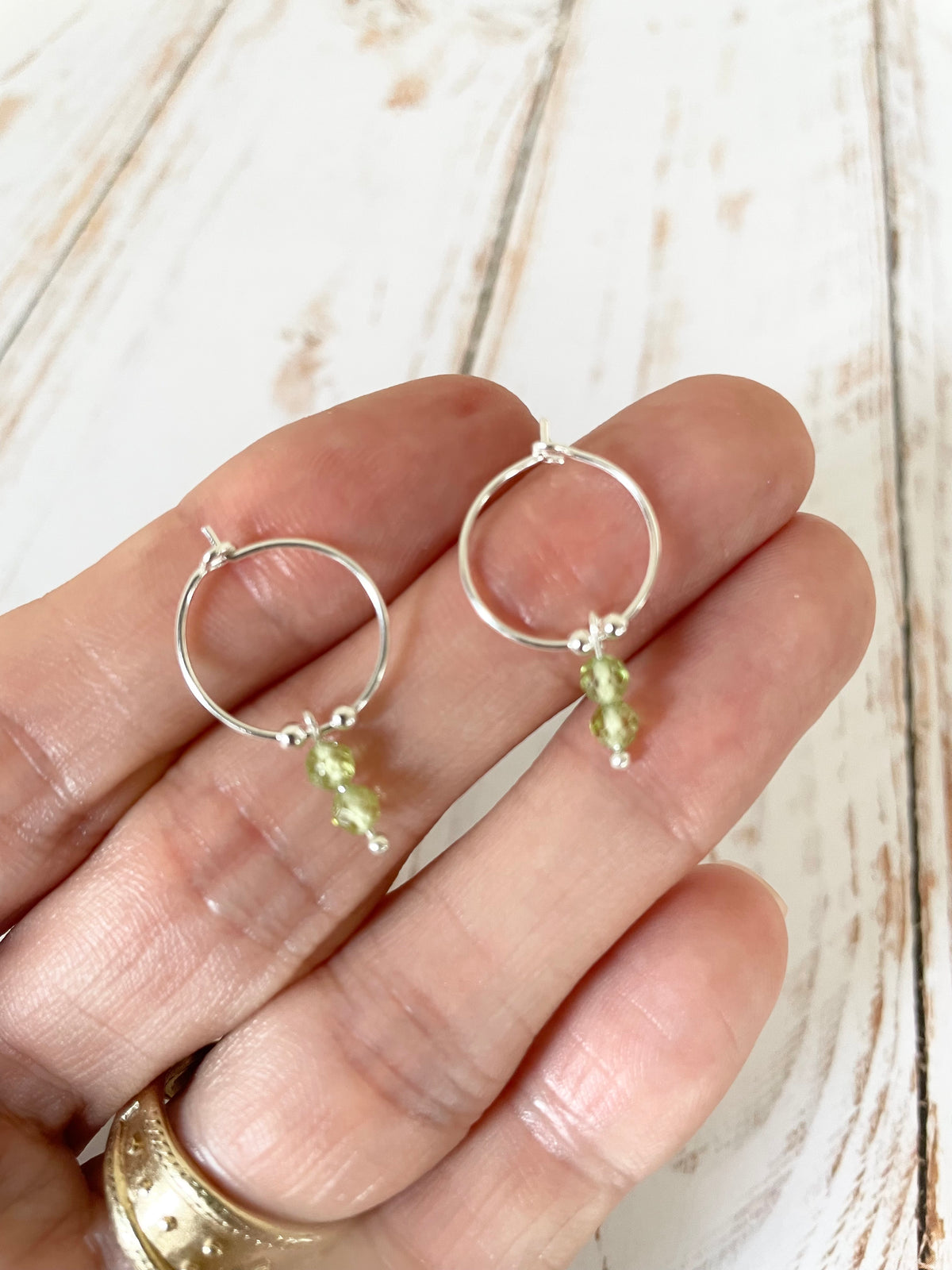 Peridot Faceted Hoops