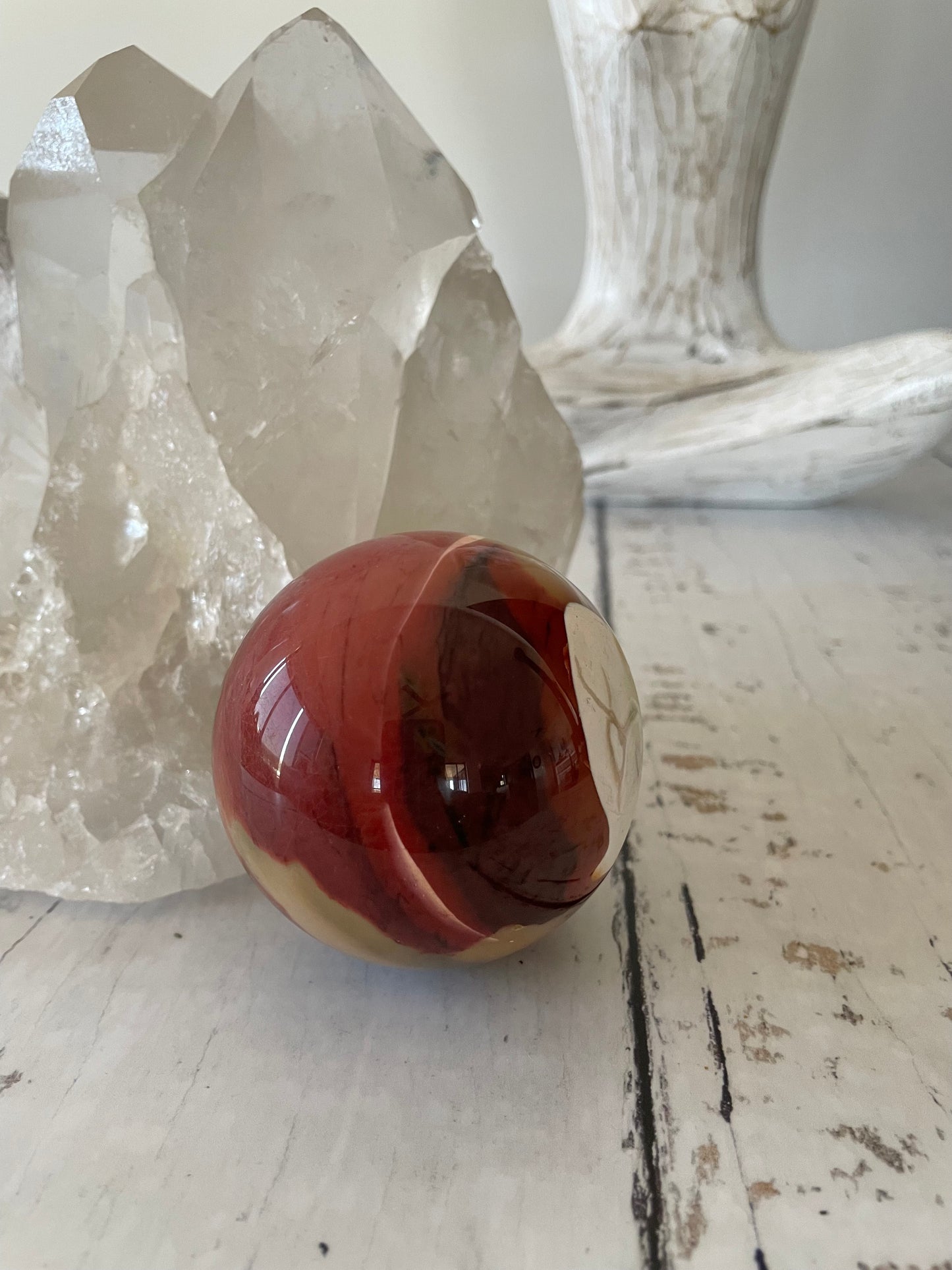 Mookaite Sphere Includes Wooden Holder