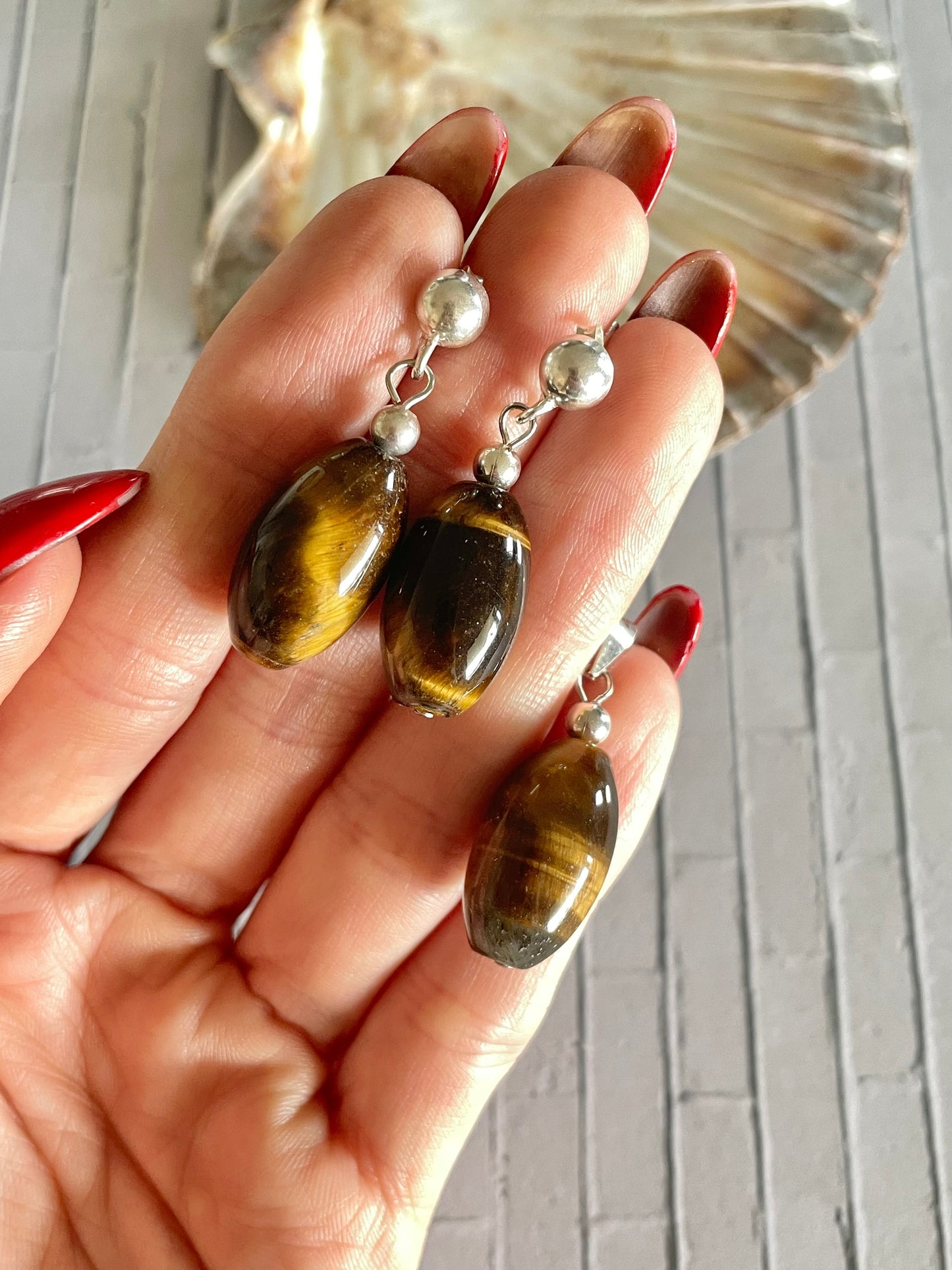 Tigers Eye Set (Dangles & Pendant)
