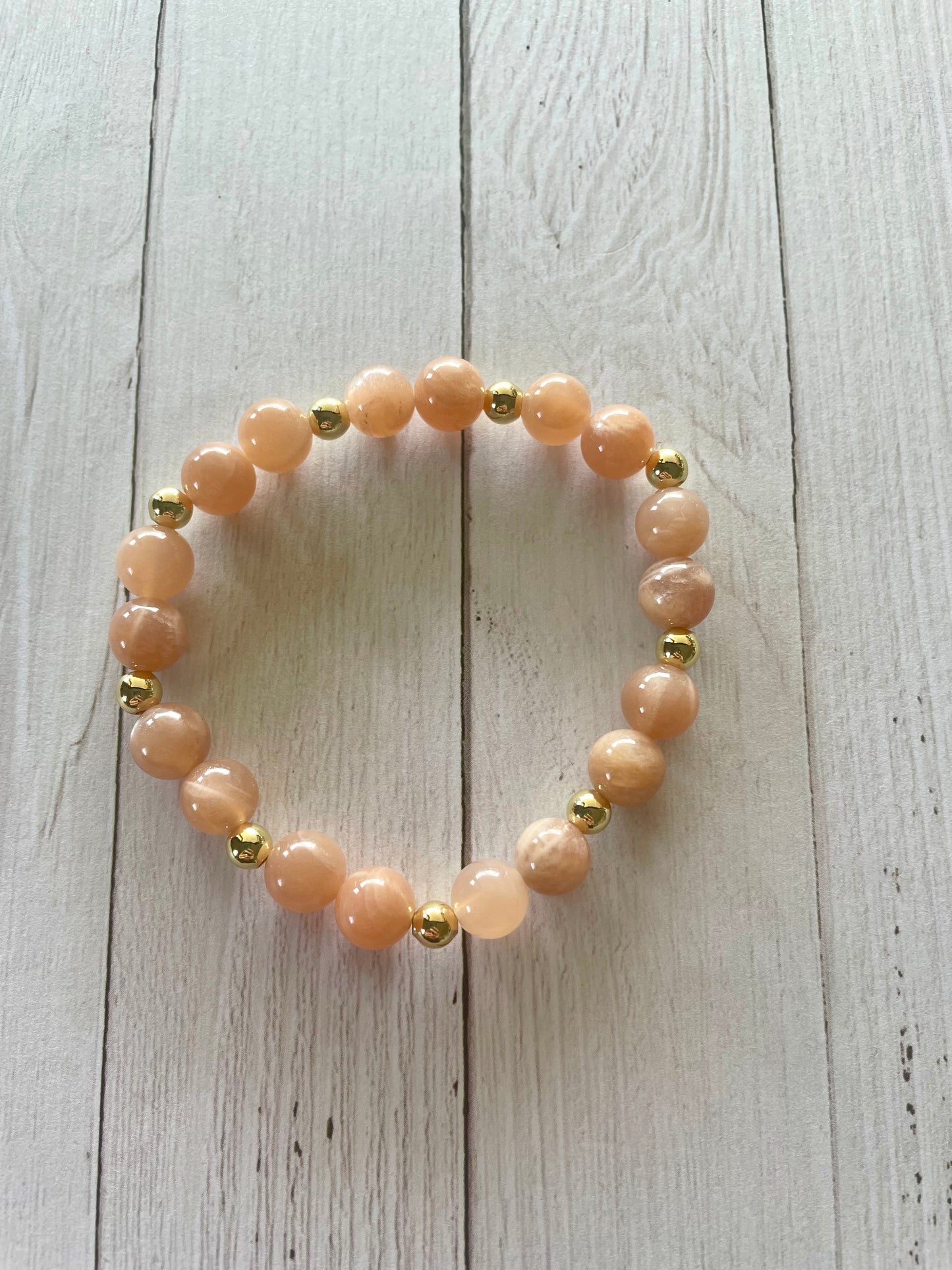 Peach Moonstone 18K Gold Healing bracelet