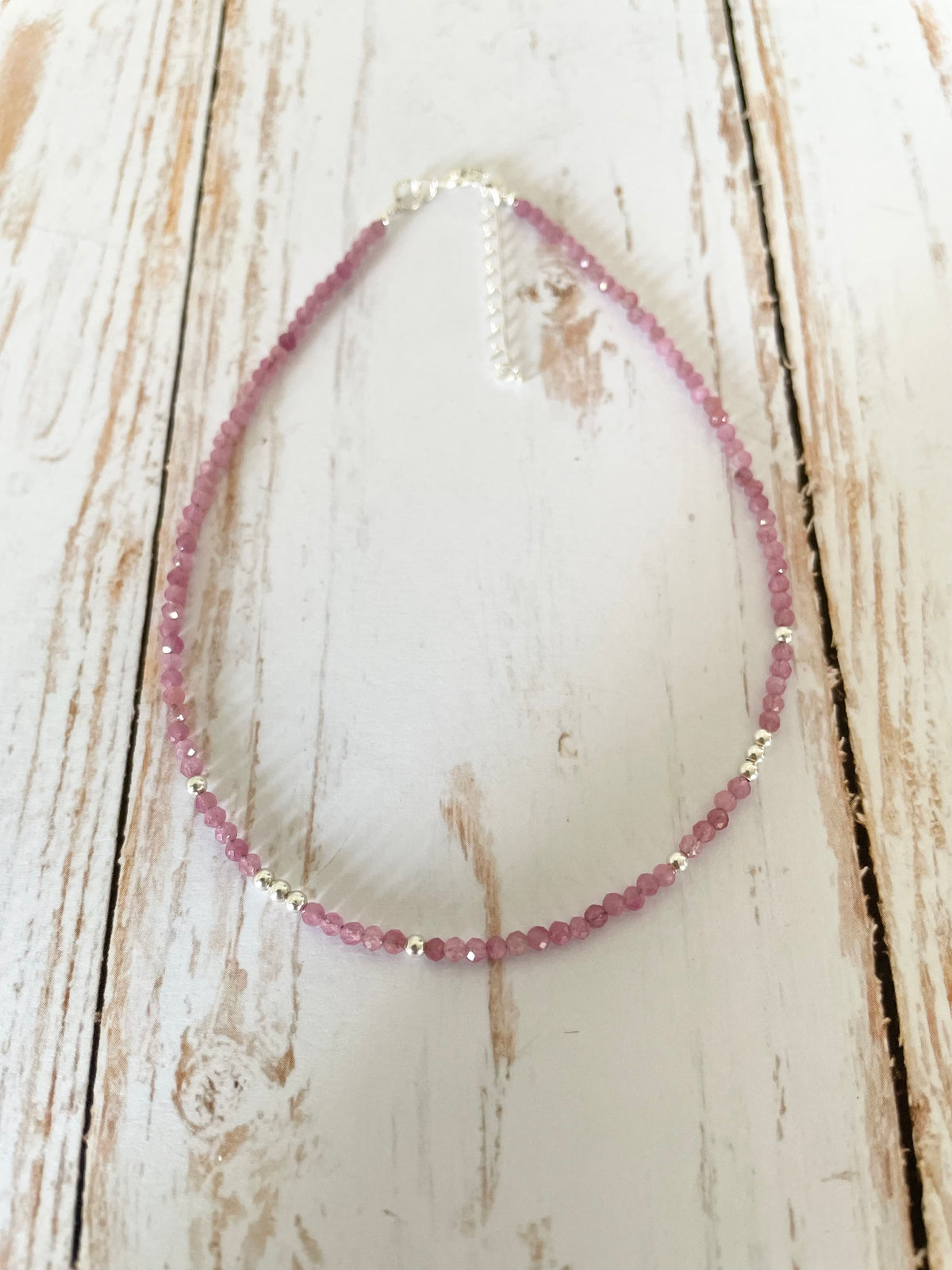 Faceted Pink Tourmaline Anklet