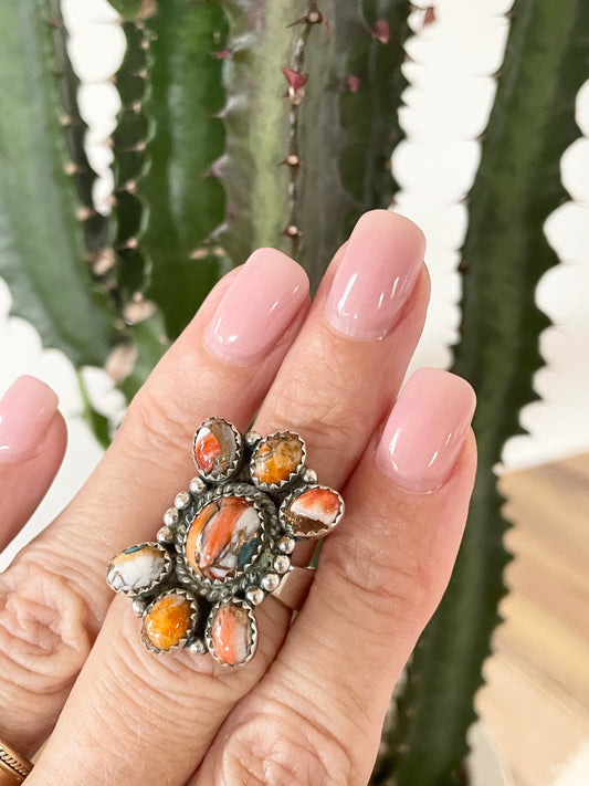Spiny Oyster Navajo style ring - 7-9.5 adjustable