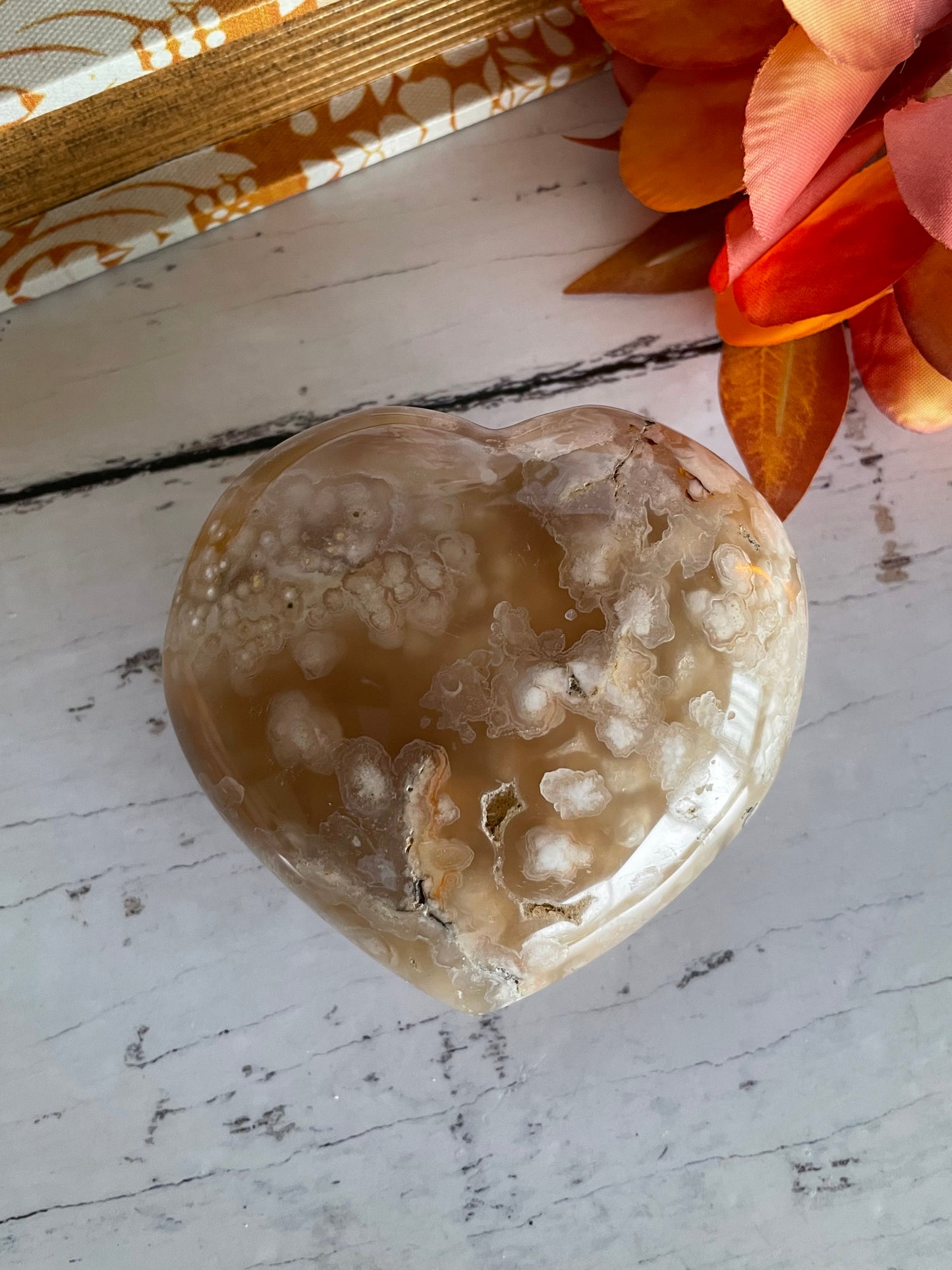 Flower Agate Heart