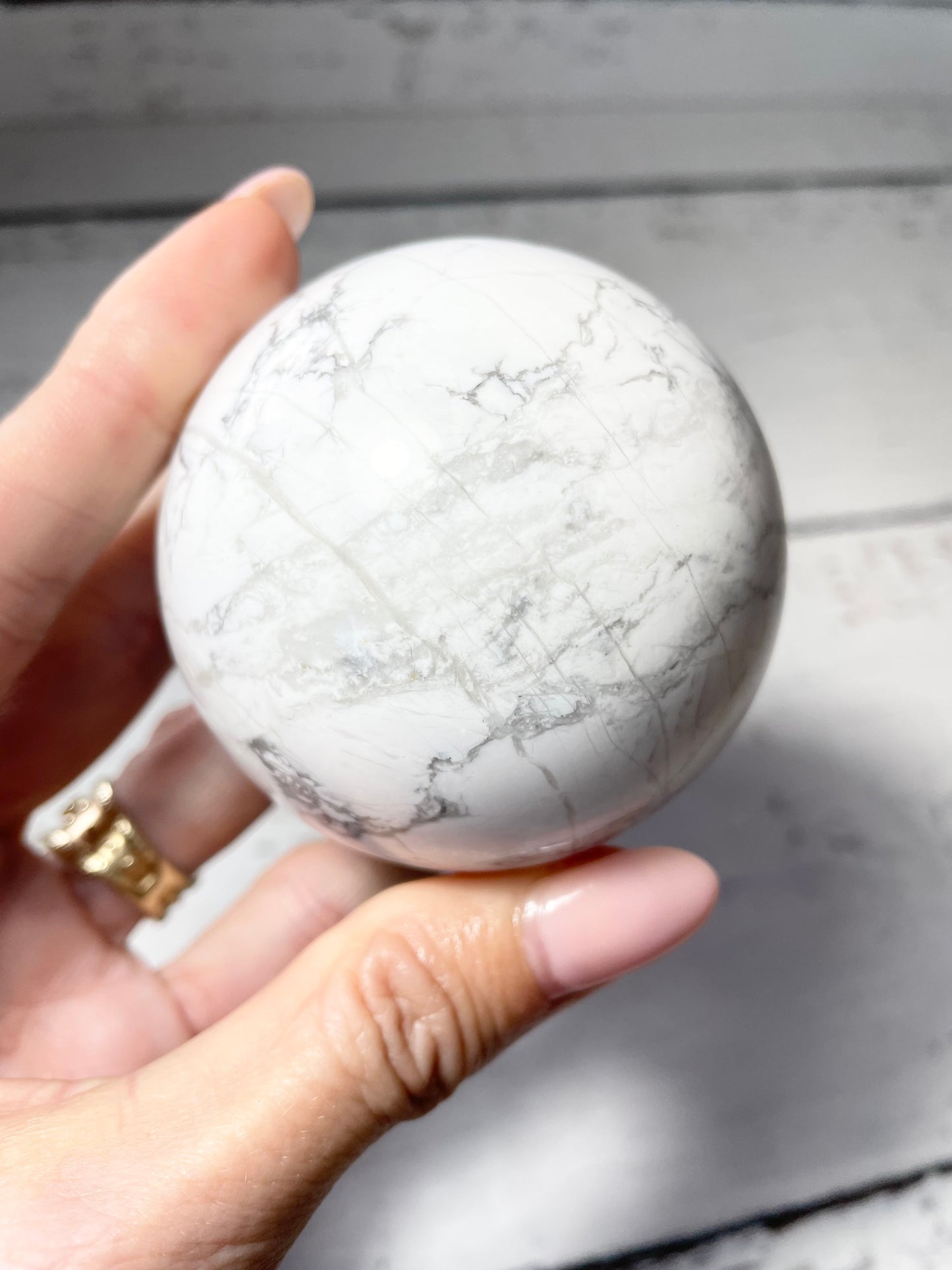 White Howlite Sphere includes holder