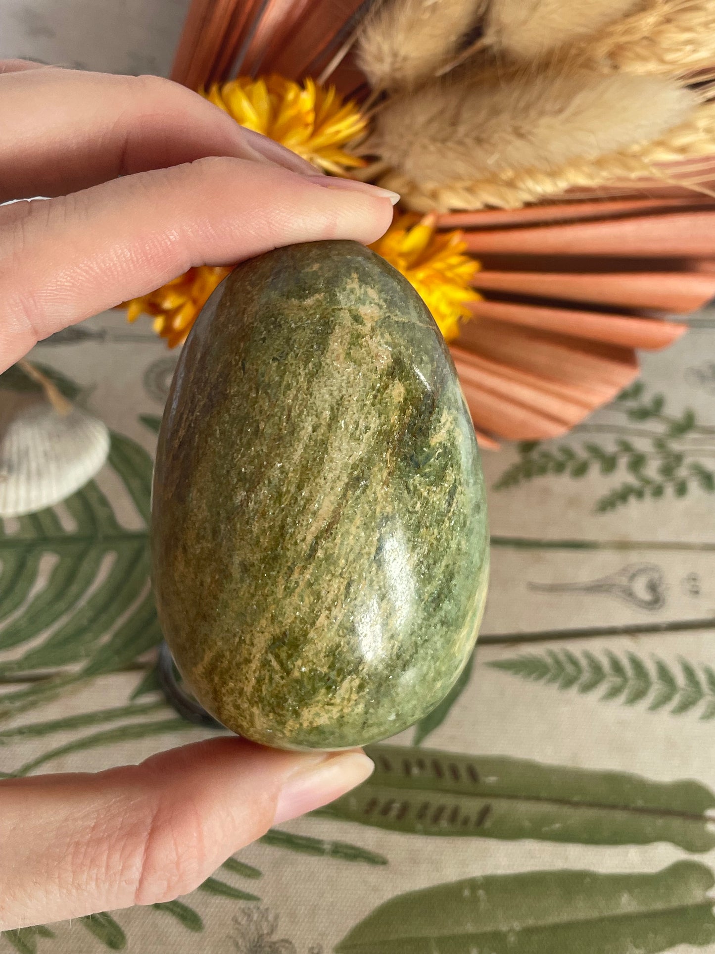 Ruby Fuchsite Egg Includes Hematite Ring