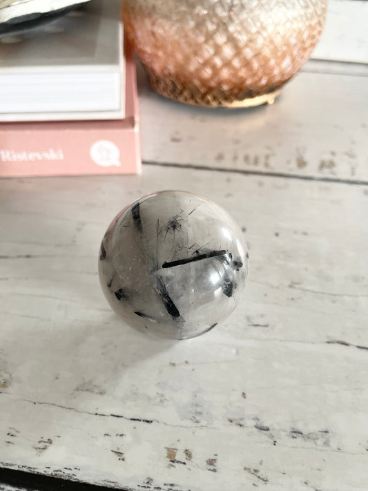 Tourmaline In Quartz Sphere Includes Holder