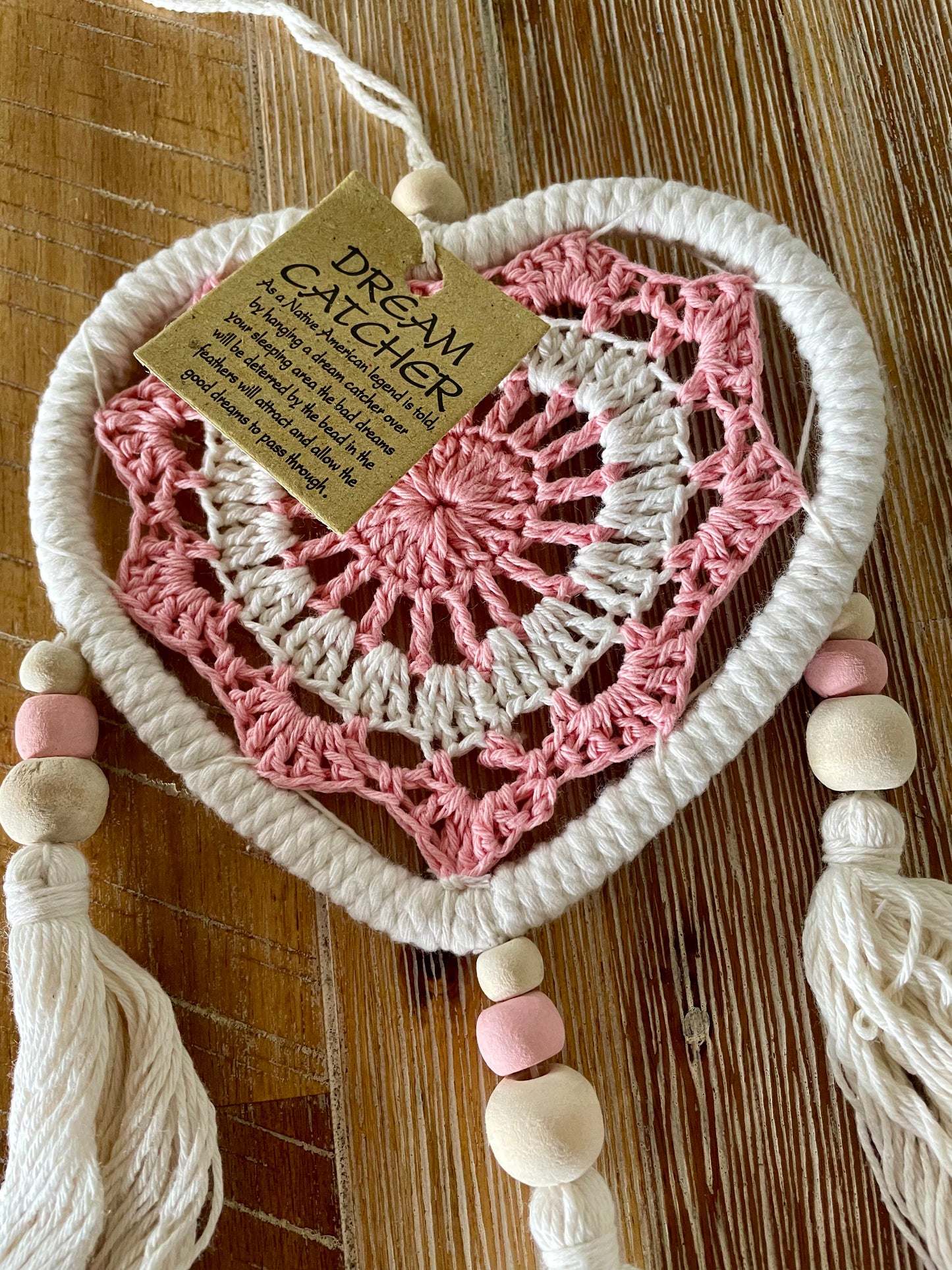 Dream Catcher - Macrame Pink Heart