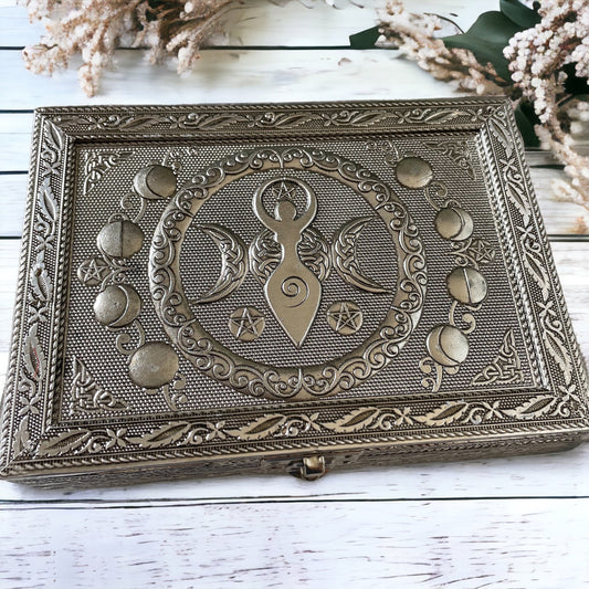 Triple Moon Metal Trinket Box