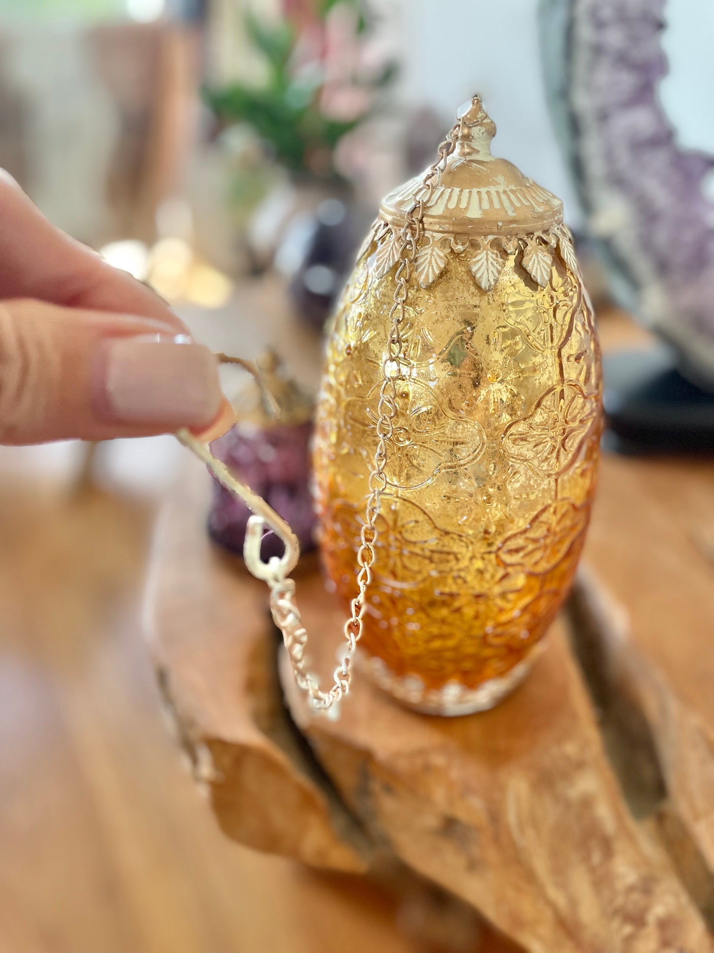 Vintage LED Tall Gold Lantern