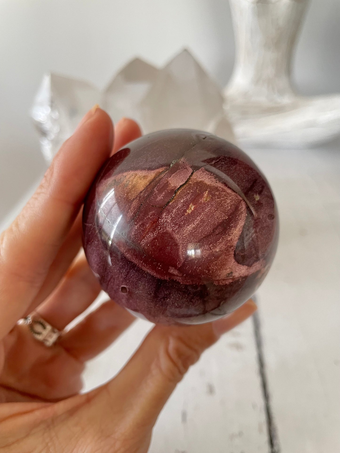 Mookaite Sphere Includes Wooden Holder