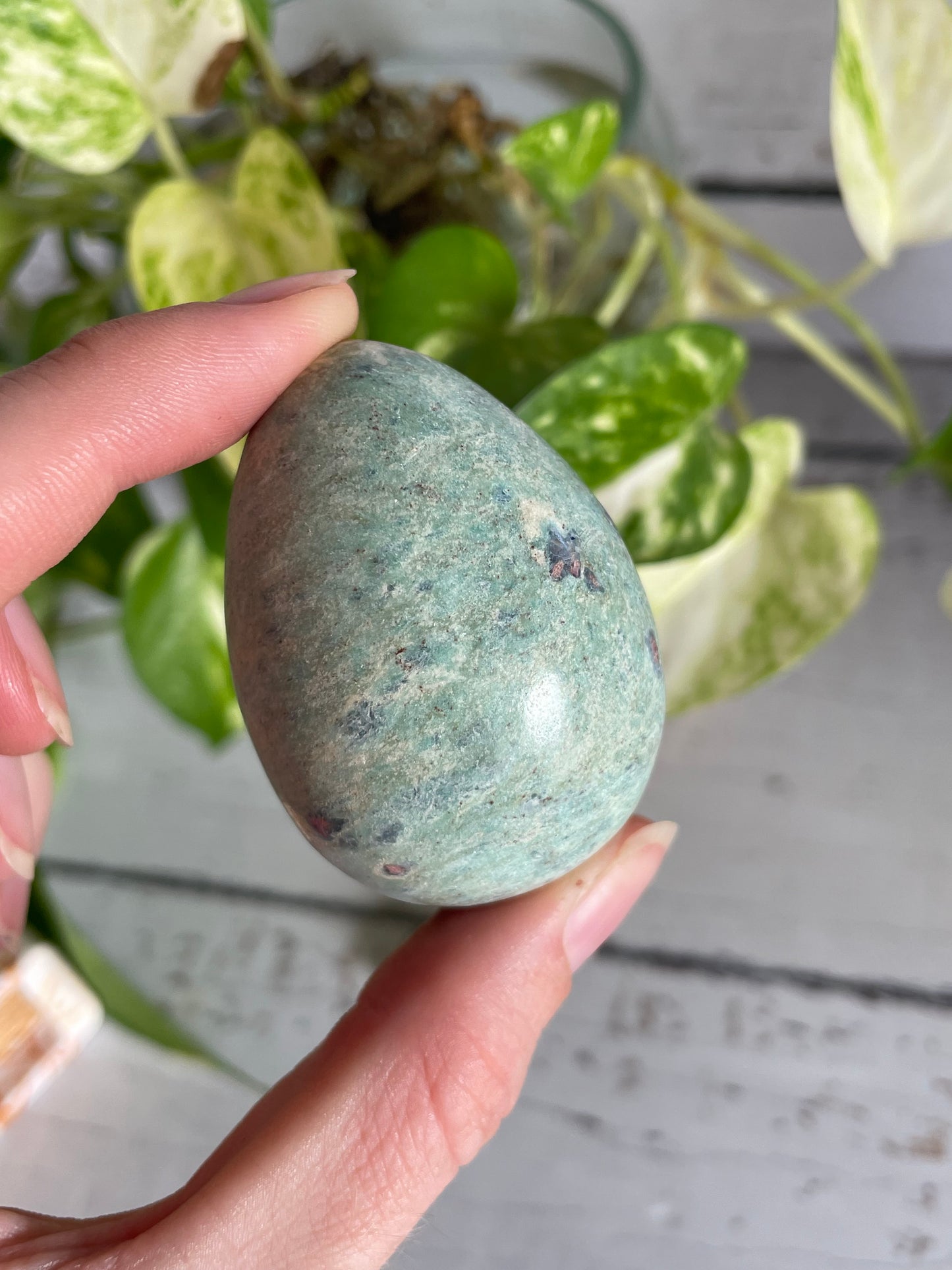 Ruby Fuchsite Egg Includes Hematite Ring