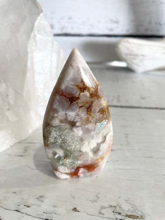 Green Flower Agate Dome