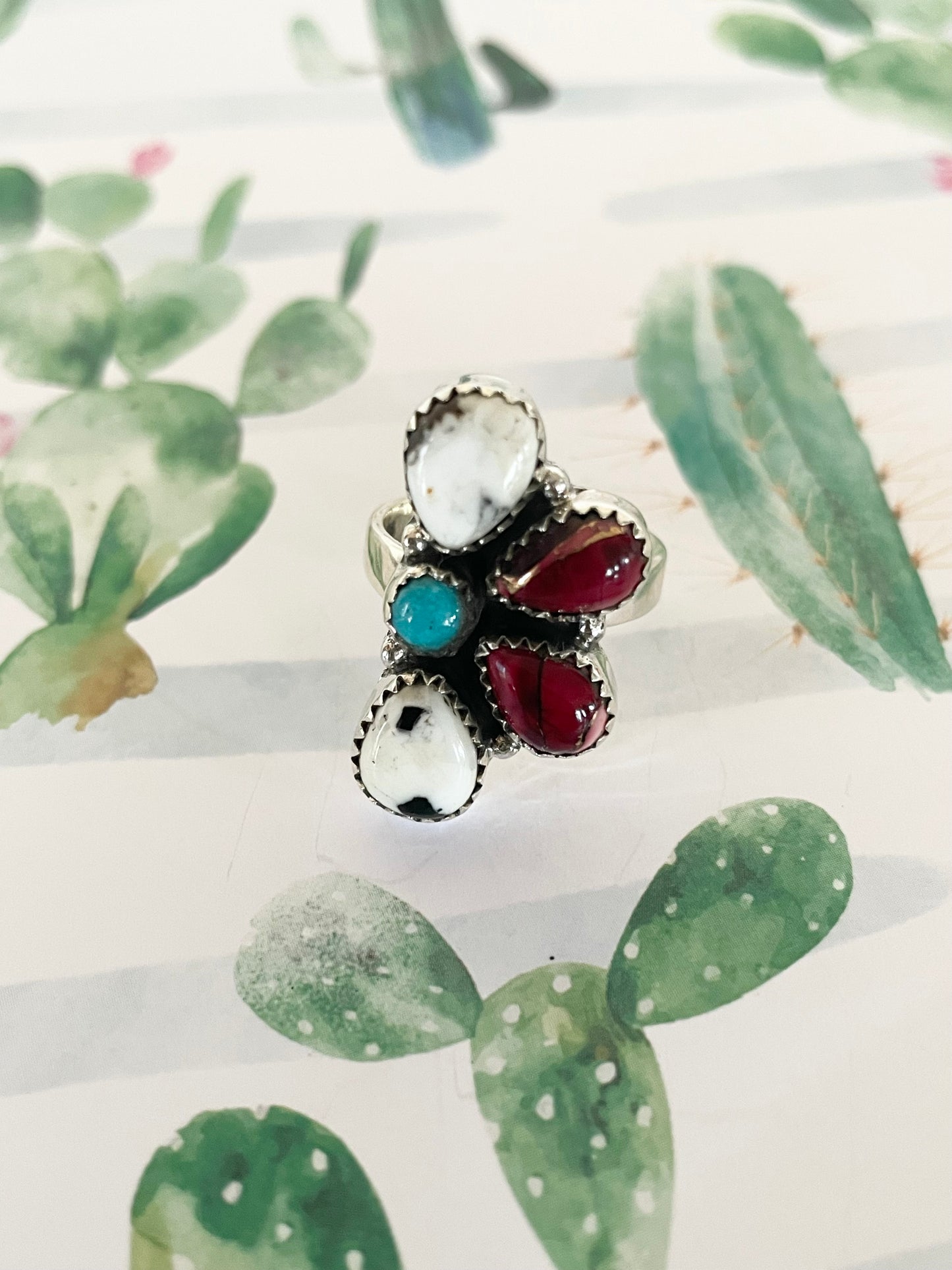 Dahlia Rose Kingman Turquoise Ring - adjustable 7-10