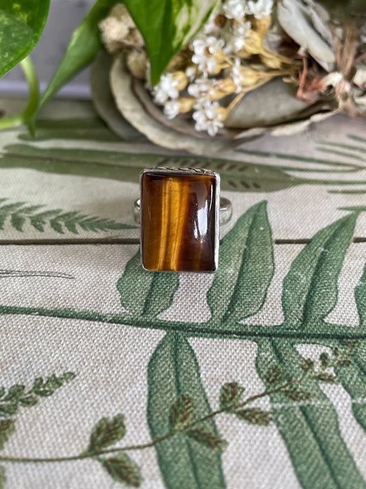 Tigers Eye Silver Ring