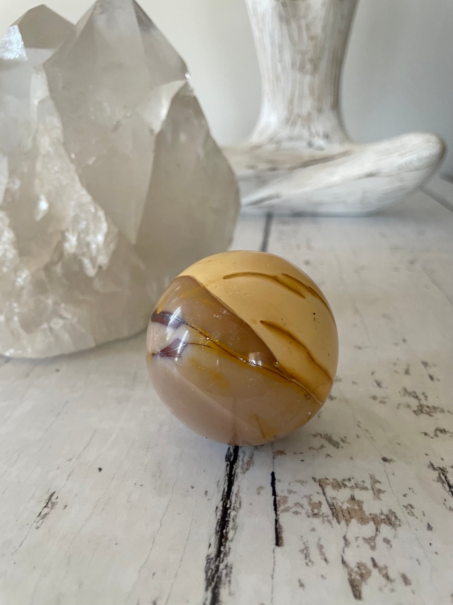 Mookaite Sphere Includes Wooden Holder