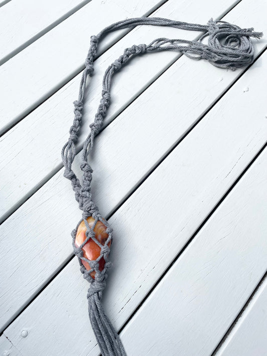 Made by Wayne Macrame Hanging - Carnelian Flame