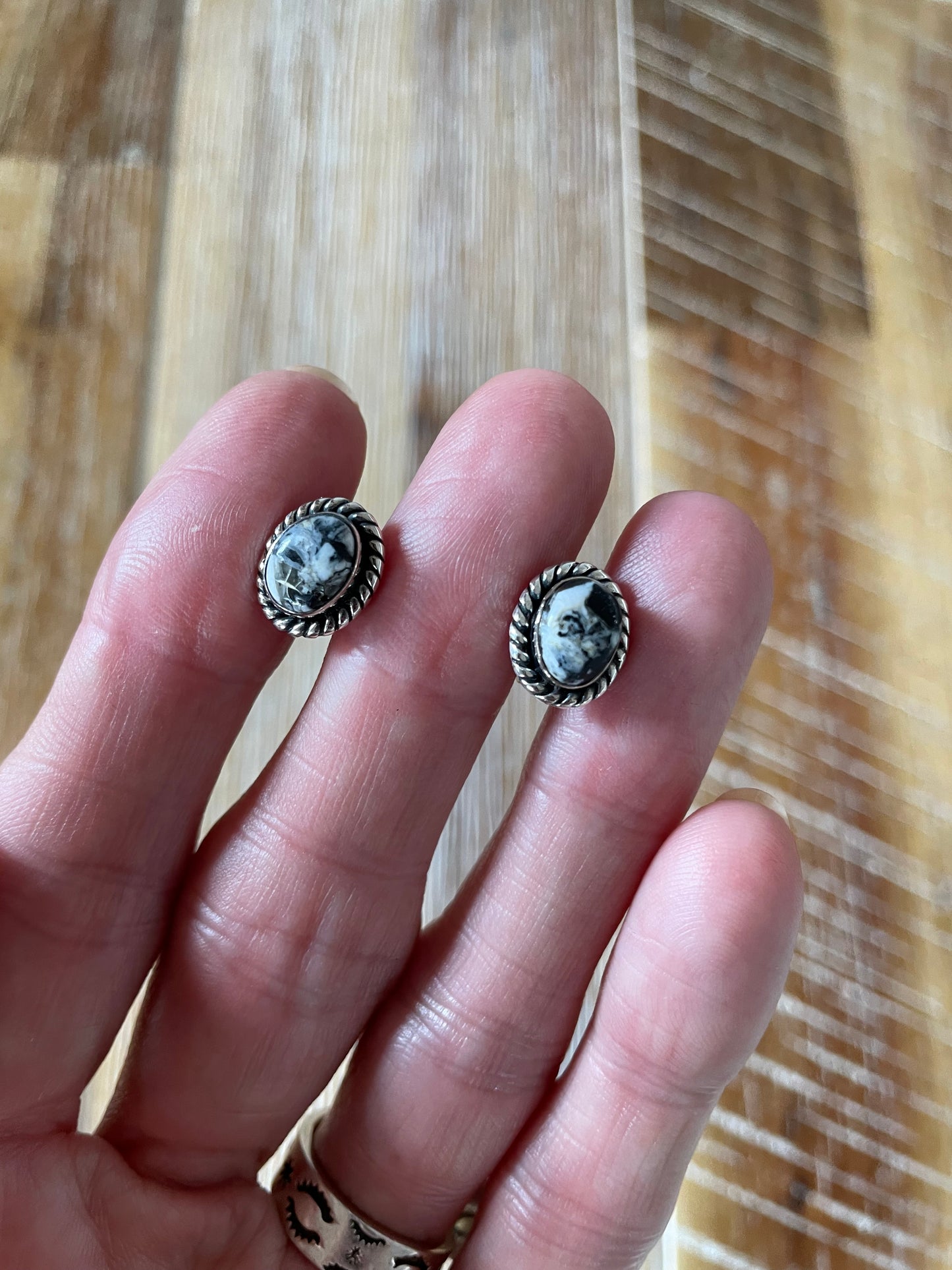 Zebra Jasper Studs