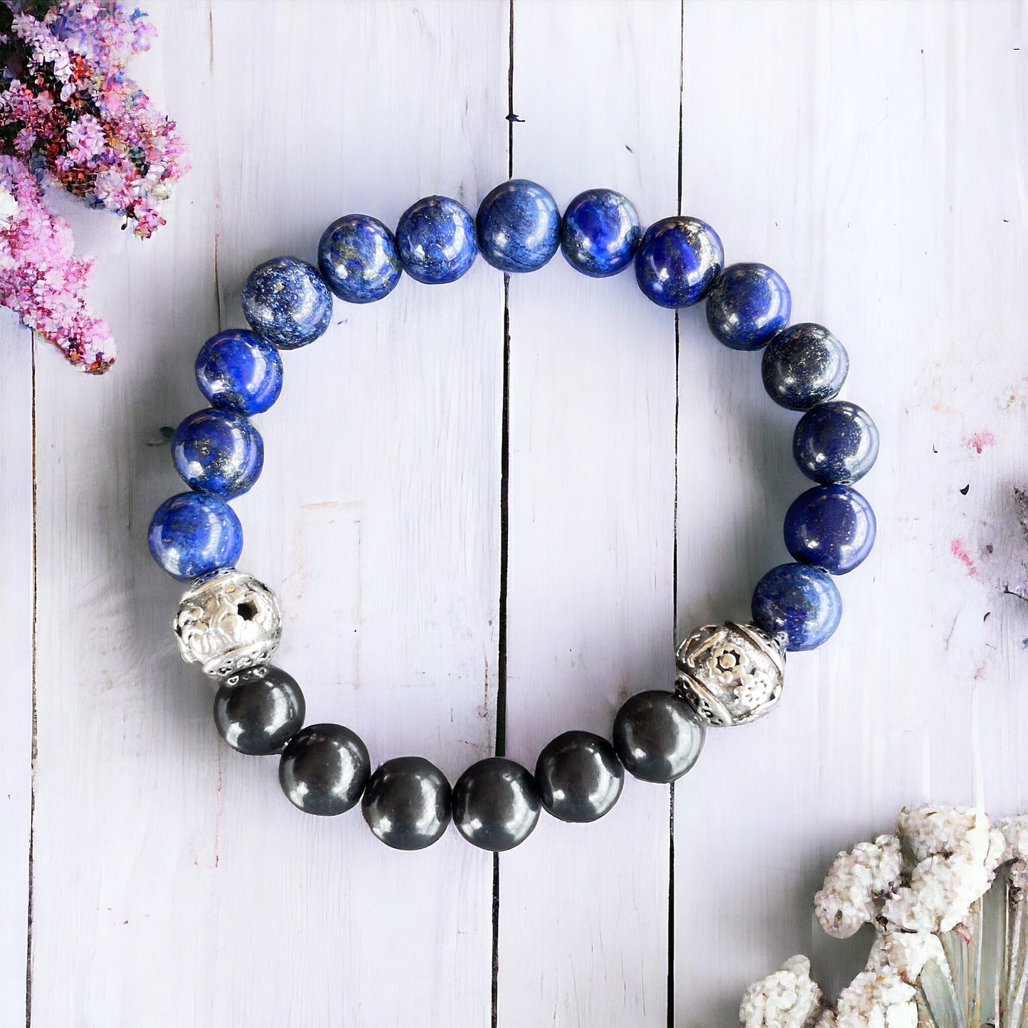 Shungite & Lapis Lazuli Healing Bracelet ~ AWAKEN