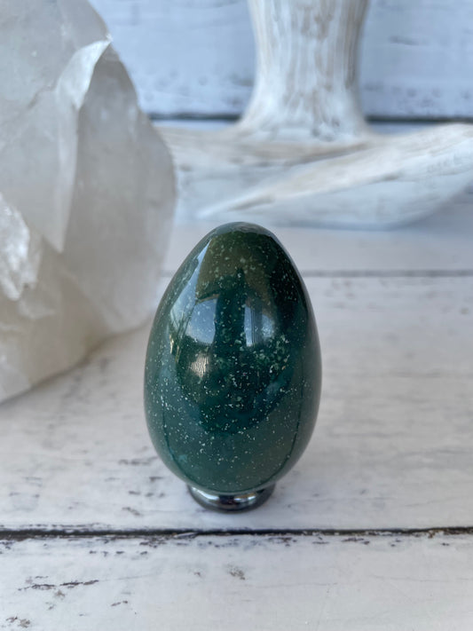 Bloodstone Egg Includes Hematite Ring