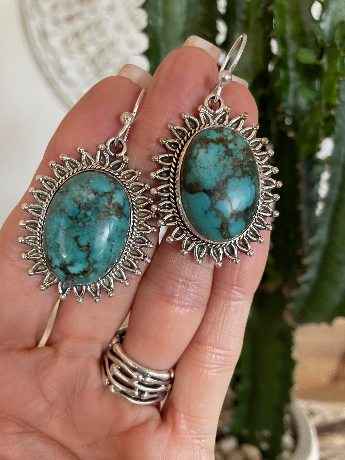 Tibetan Turquoise Patina Dangles