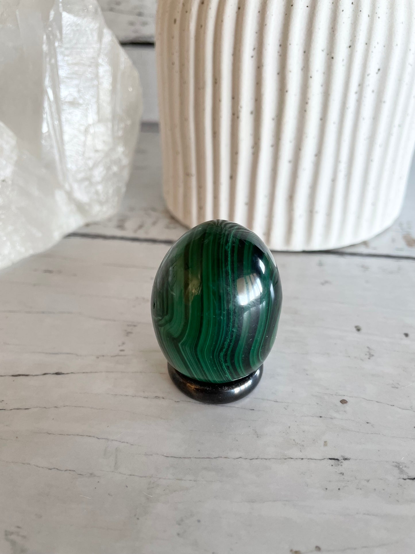 Malachite Egg with holder