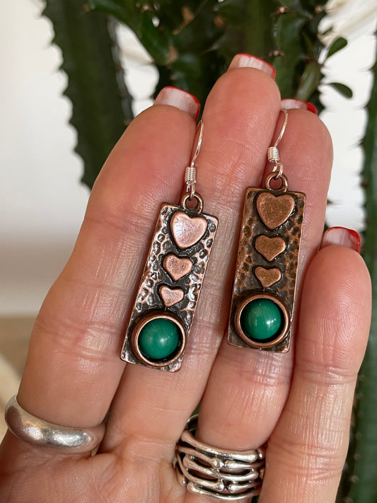 Malachite Heart Dangles