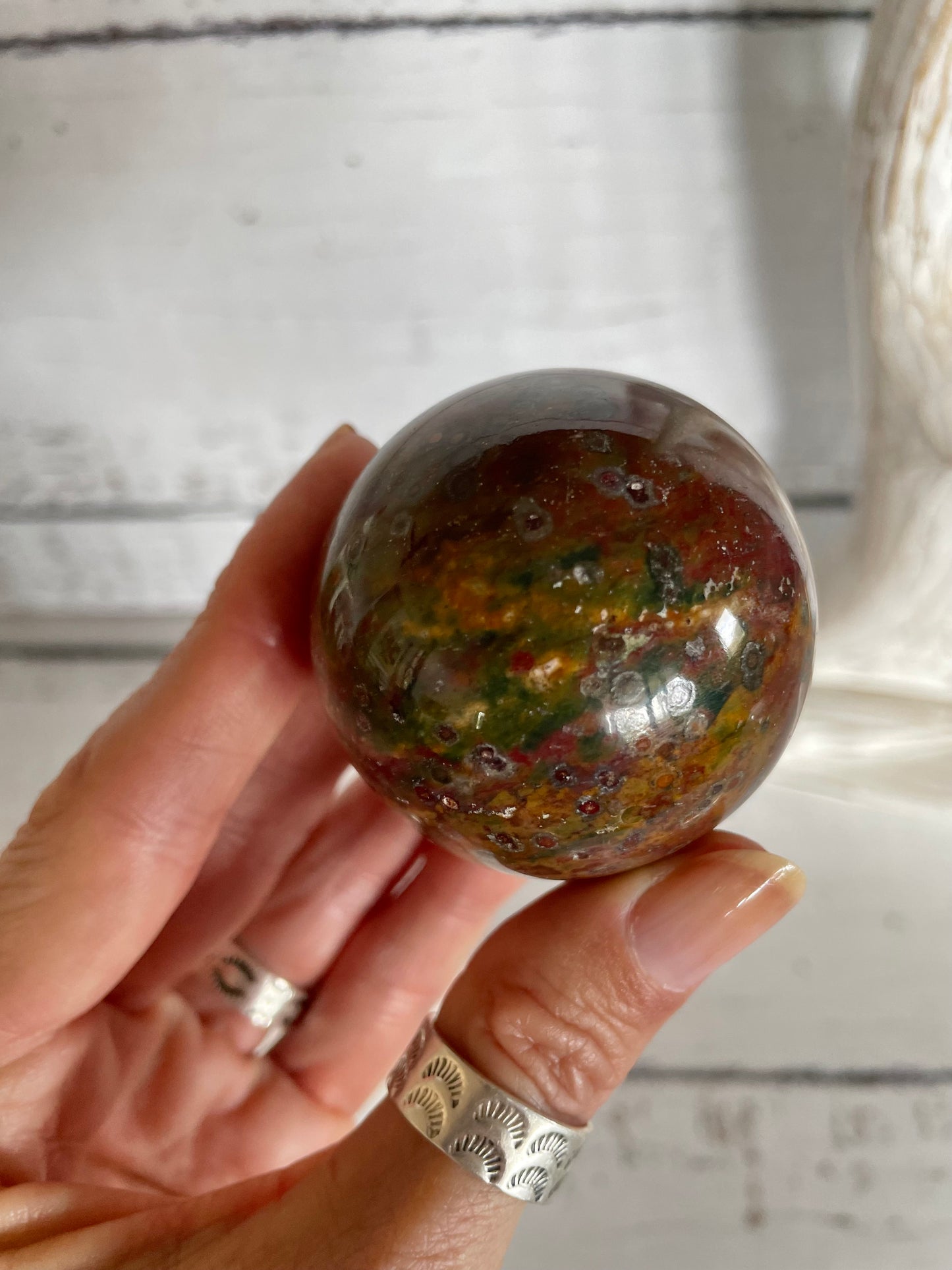 Bloodstone Sphere Includes Wooden Holder