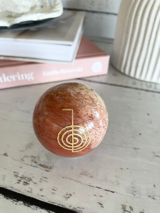 Red Aventurine Reiki Sphere Includes Holder