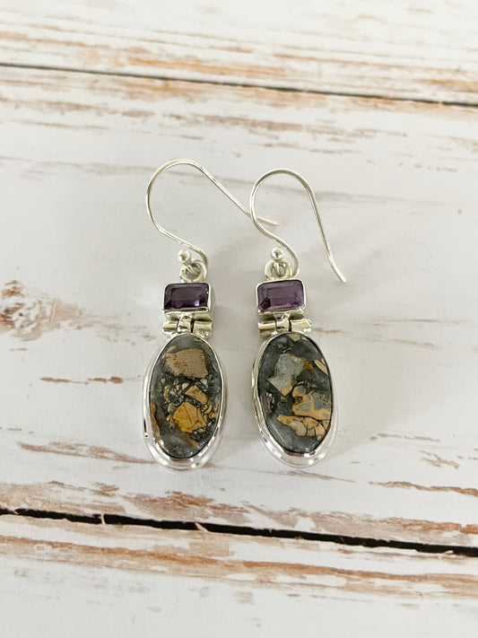 Malinga Jasper & Amethyst Dangles