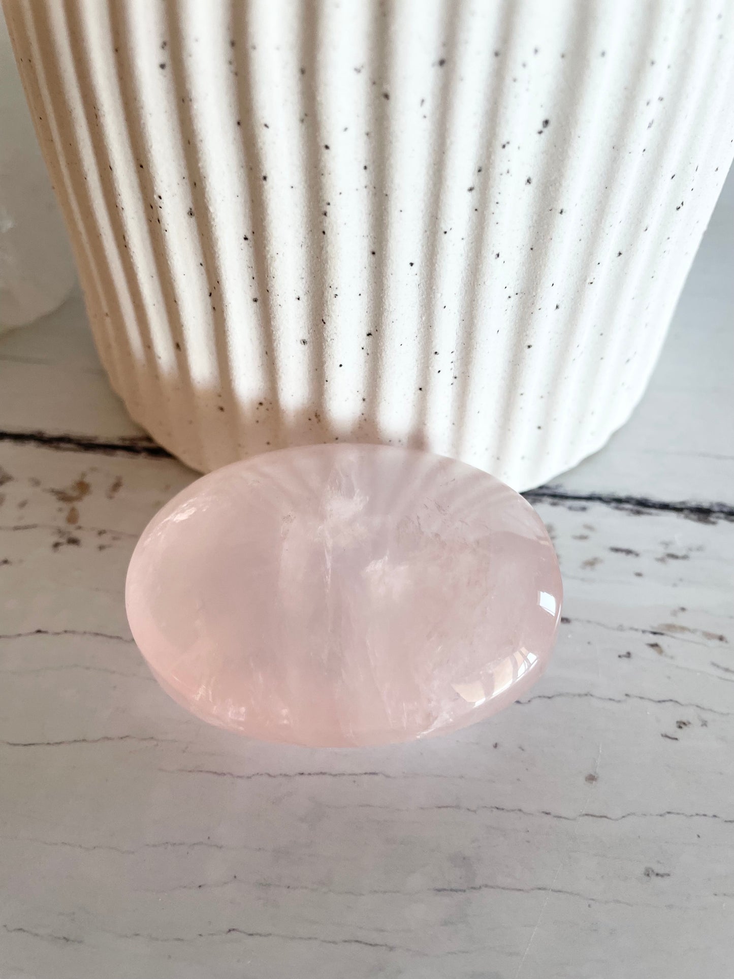 Rose Quartz Pillow Palm Stone