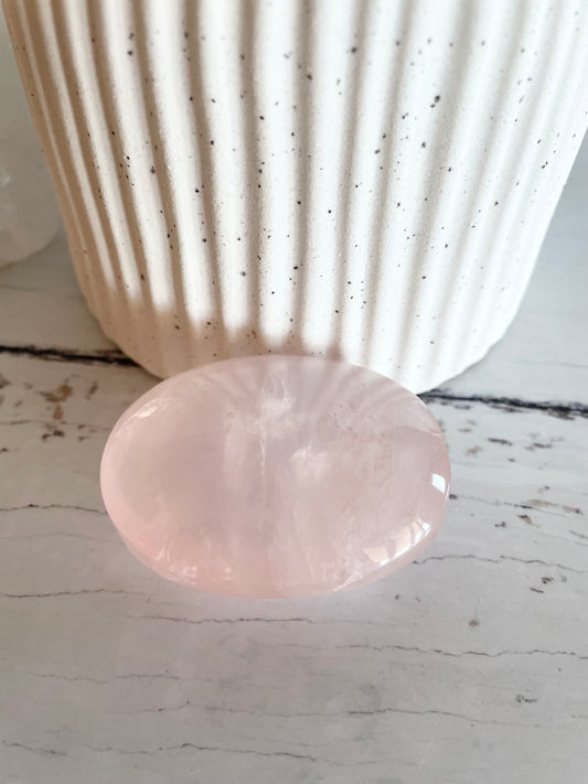 Rose Quartz Pillow Palm Stone