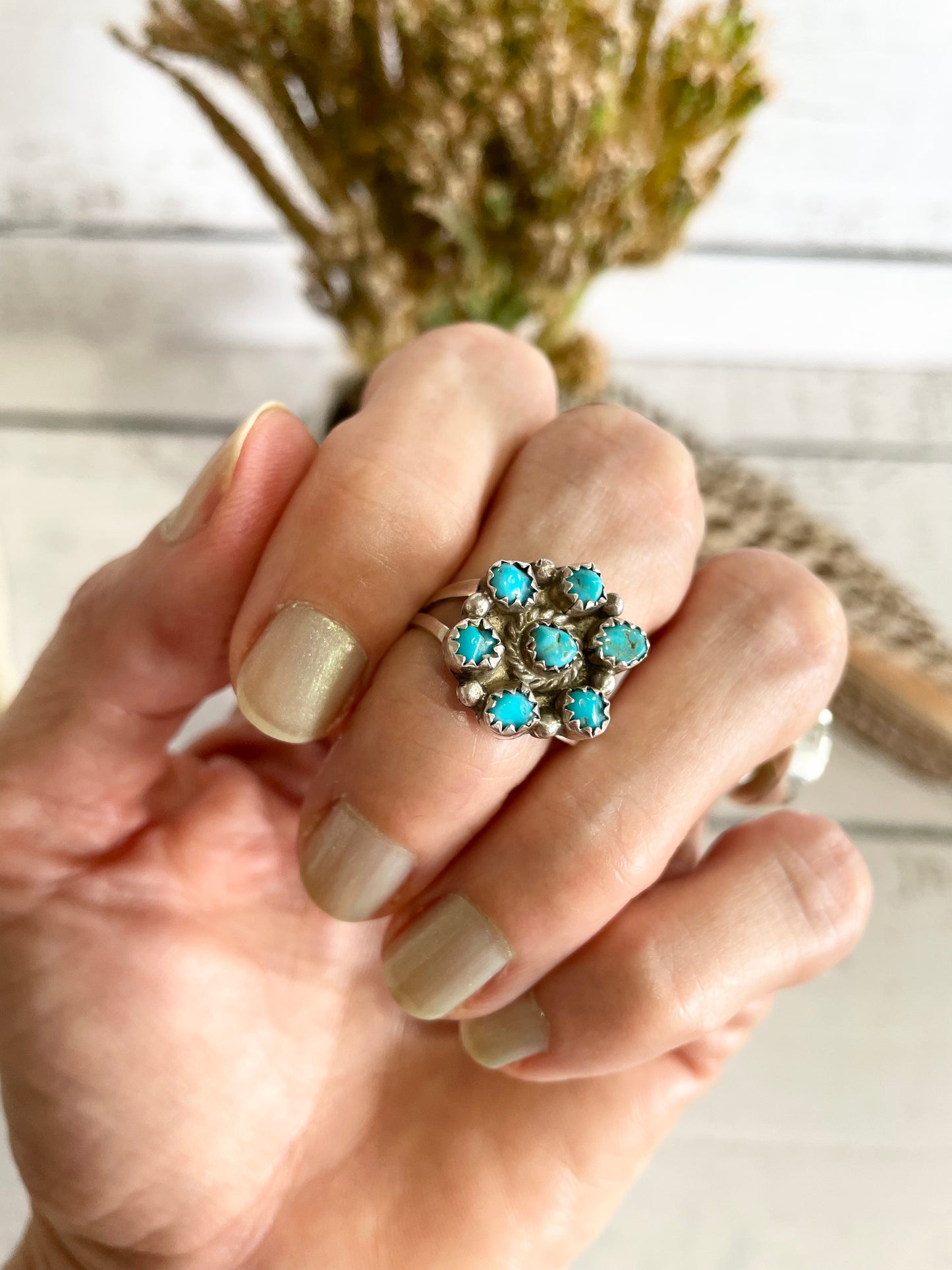 Zuni cluster Ring ~ Kingman Turquoise