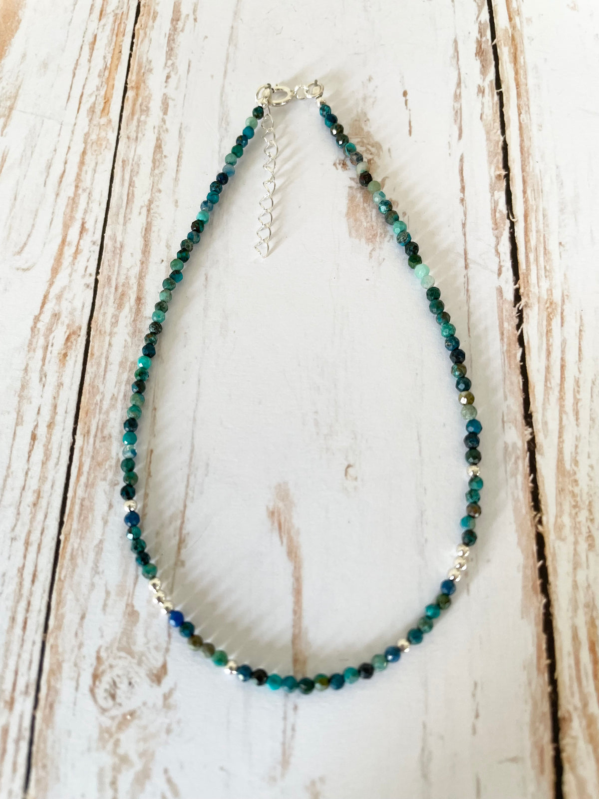 Sterling Silver Faceted Chrysocolla Anklet
