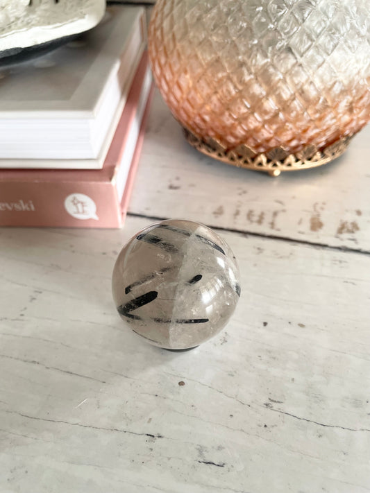 Tourmaline In Quartz Sphere Includes Holder