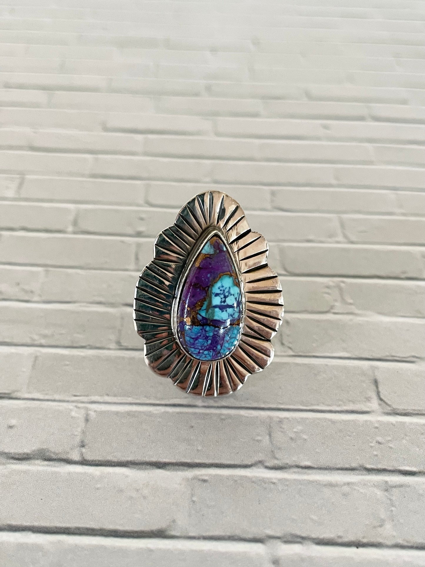 Copper Turquoise Ring Adjustable 6.5-10