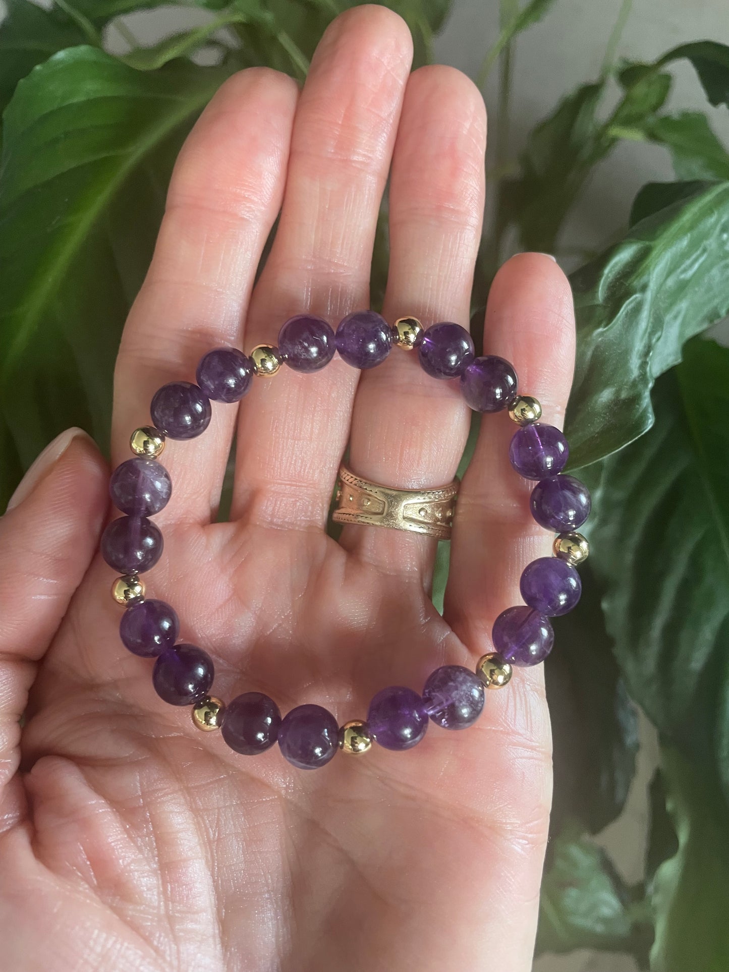 Amethyst 18K gold healing bracelet