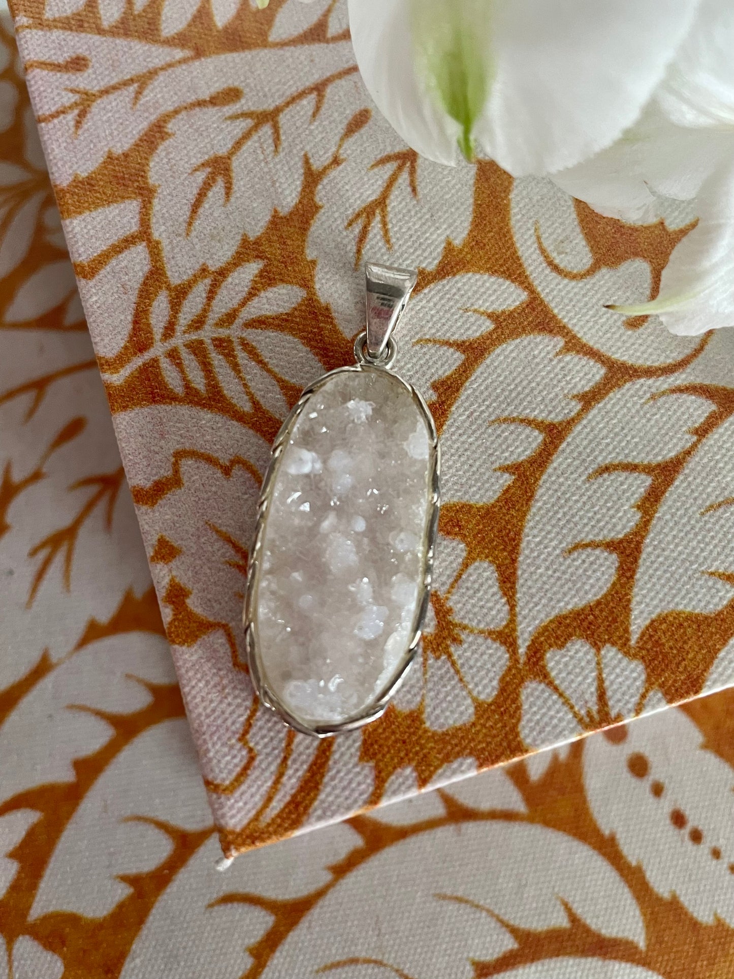 Quartz Druzy Silver Raw Pendant