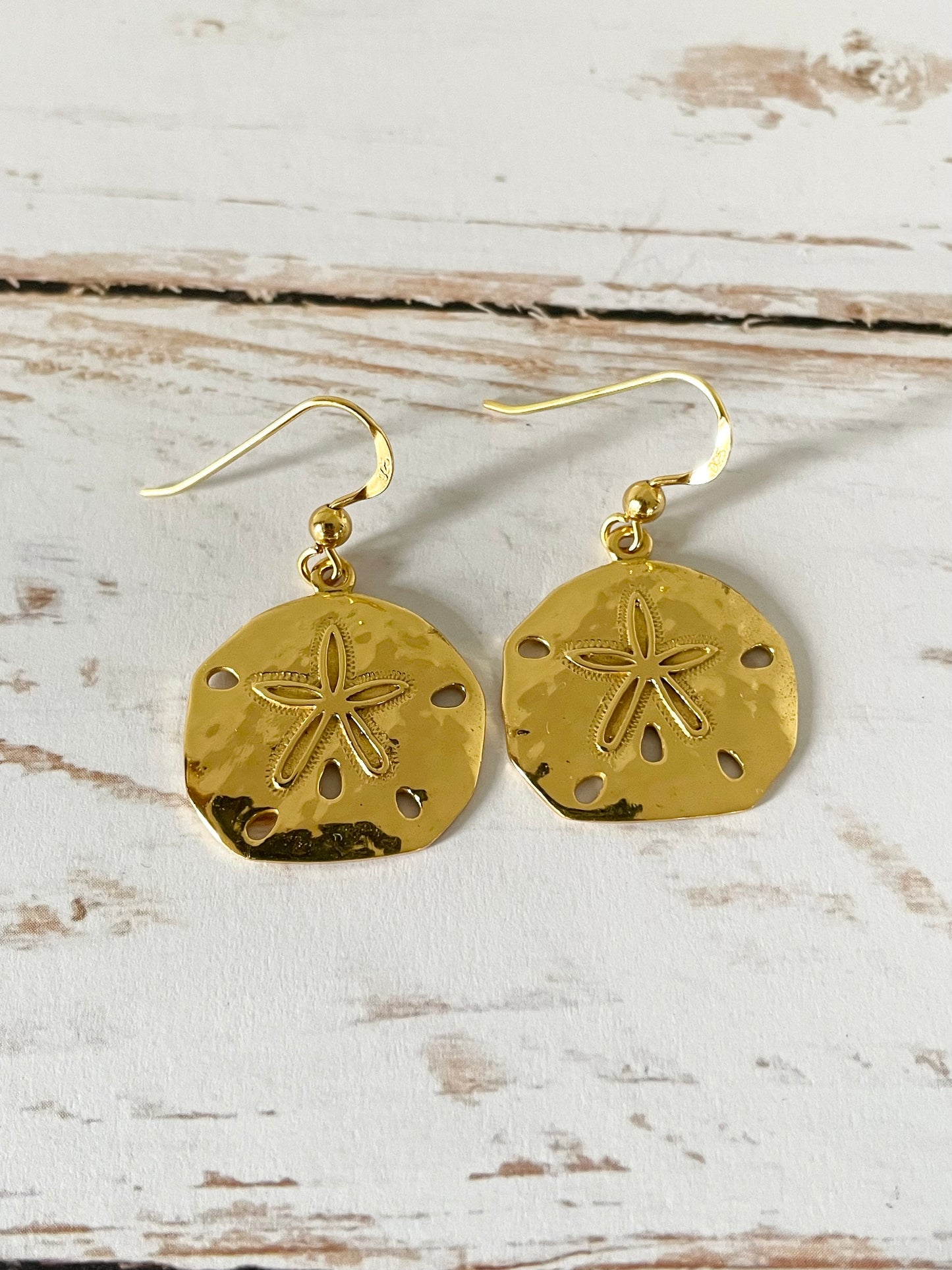 18K Gold Electroplated Sand Dollar Dangles