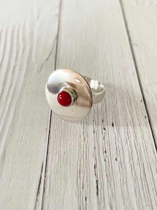 S&M Red Coral Ring ~ size 8