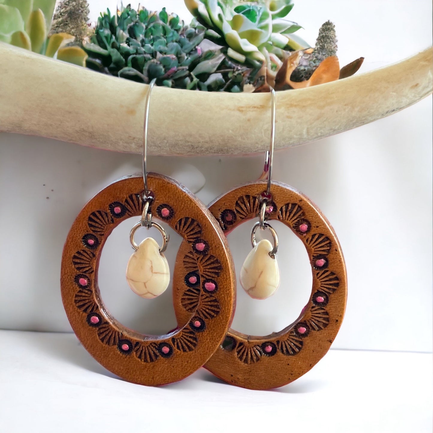 Leather Earrings ~ Woodland