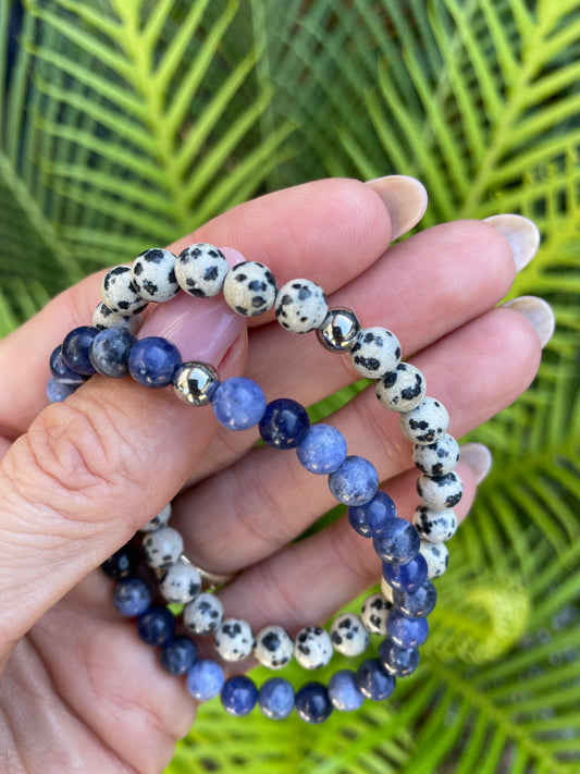 Double Stacker Bracelet - Sodalite/Dalmatian Jasper